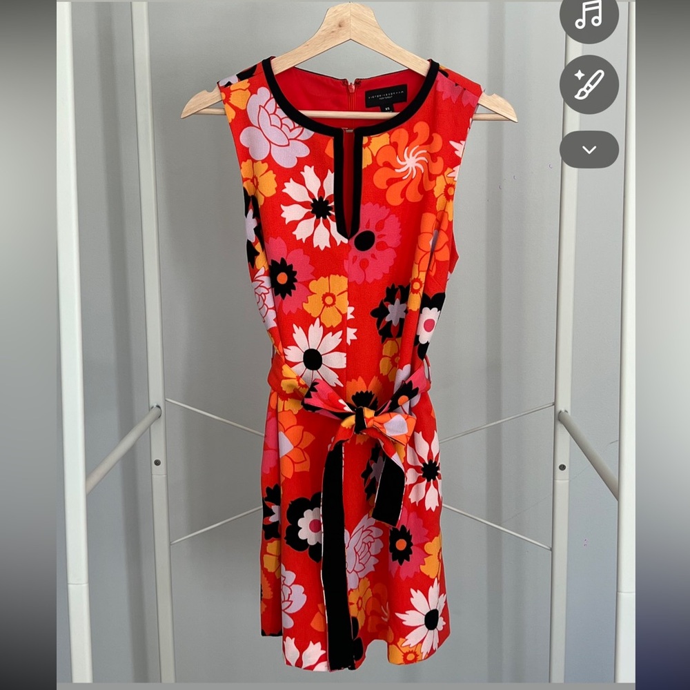 Victoria Beckham Floral Midi Dress - Red, Pink, Orange